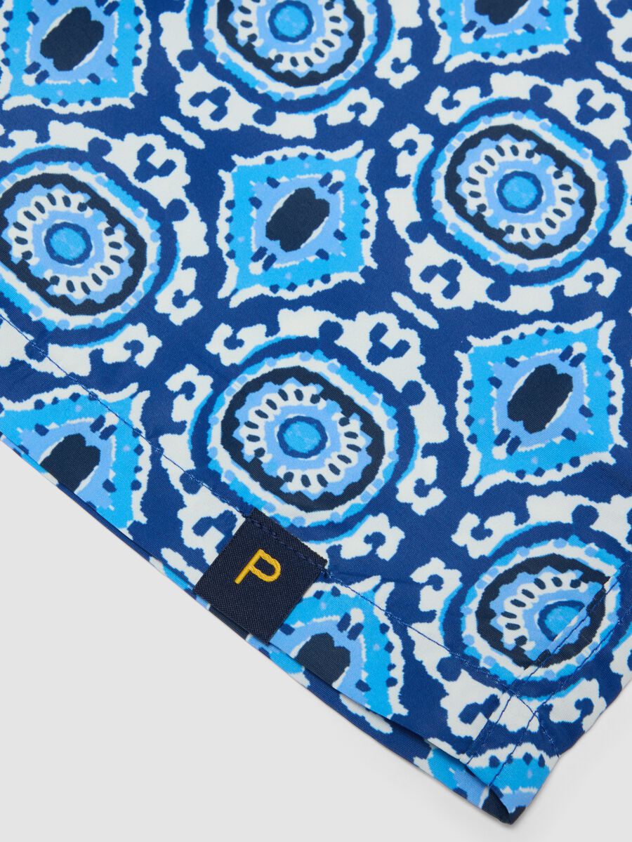 Blue patterned swim shorts_5