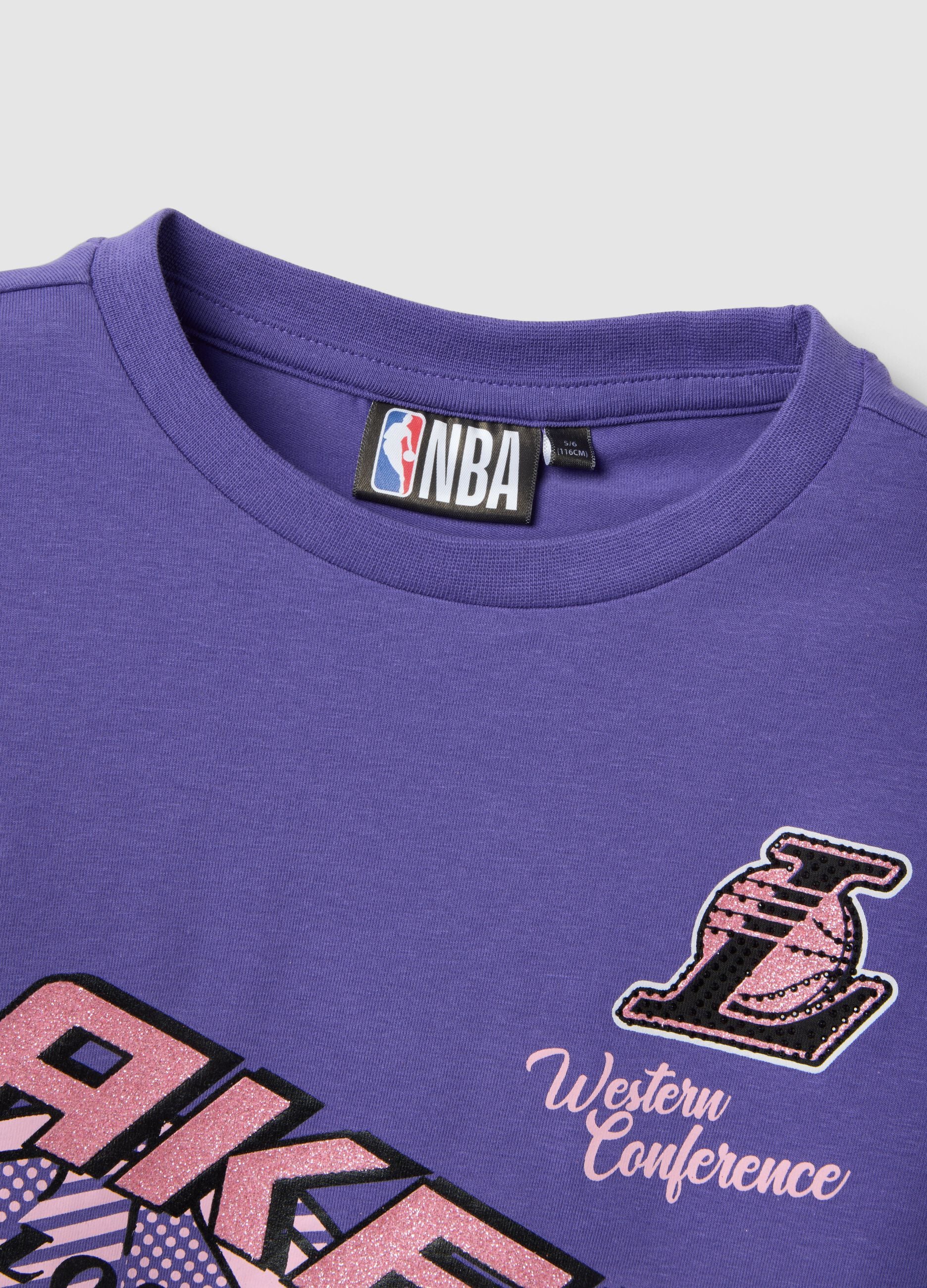 Girls' Stretch Cotton Purple Boxy Fit Lakers T-shirt