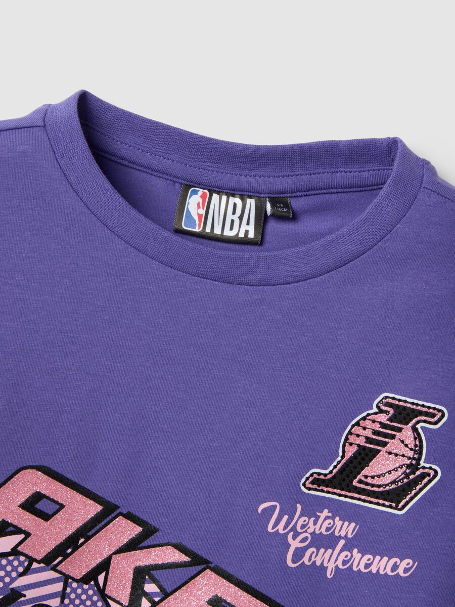 T-shirt in cotone elasticizzato viola da bambina boxy fit Lakers_2