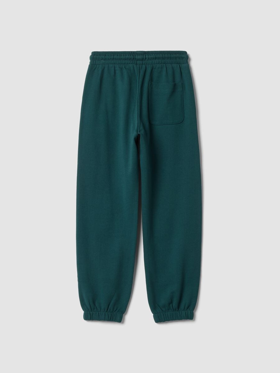 Green cotton and viscose blend joggers_1