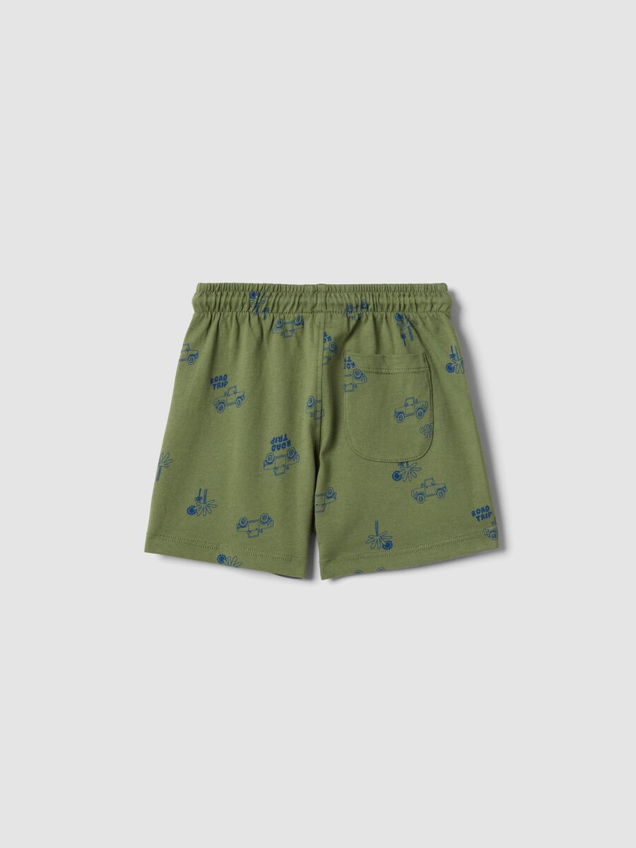 Short in puro cotone verde da bimbo regular fit con stampe_1