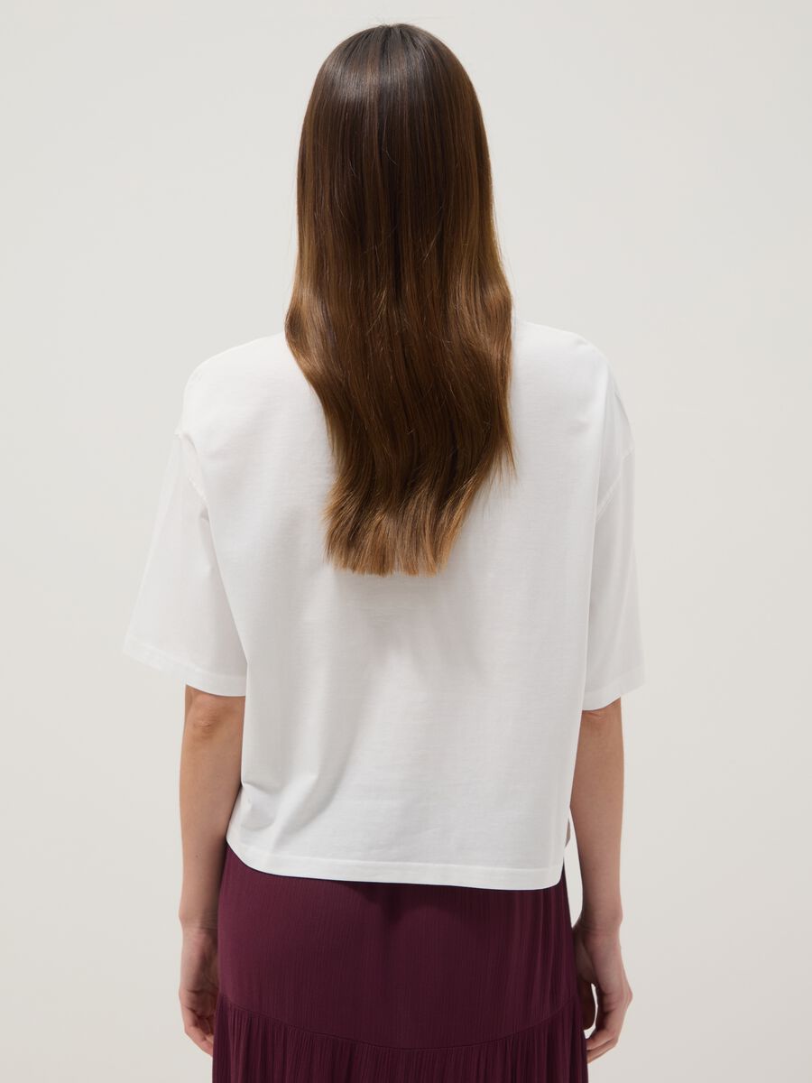 White pure cotton T-shirt with embroidery, boxy fit_3