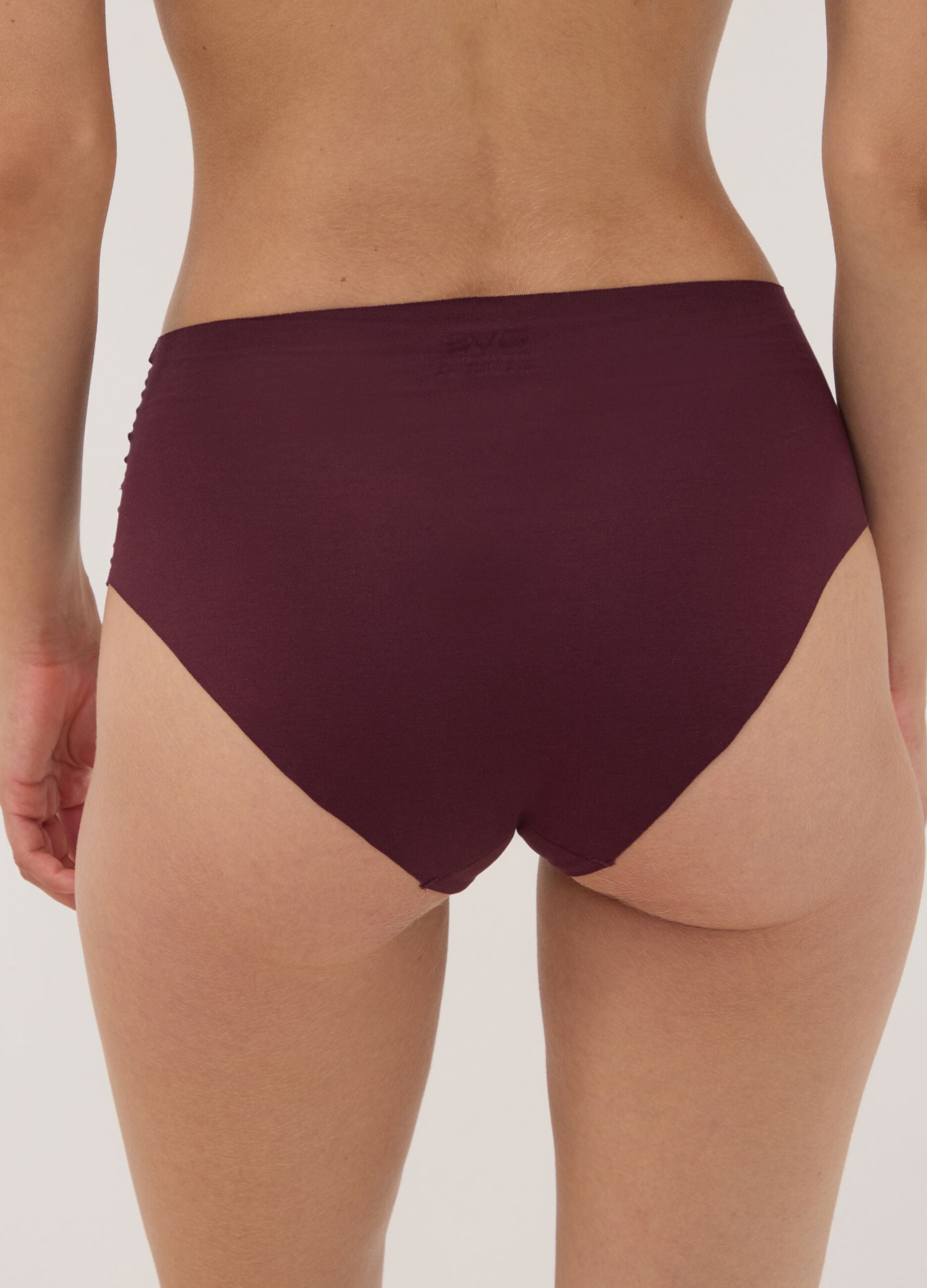 Purple high-waisted briefs in stretch organic cotton