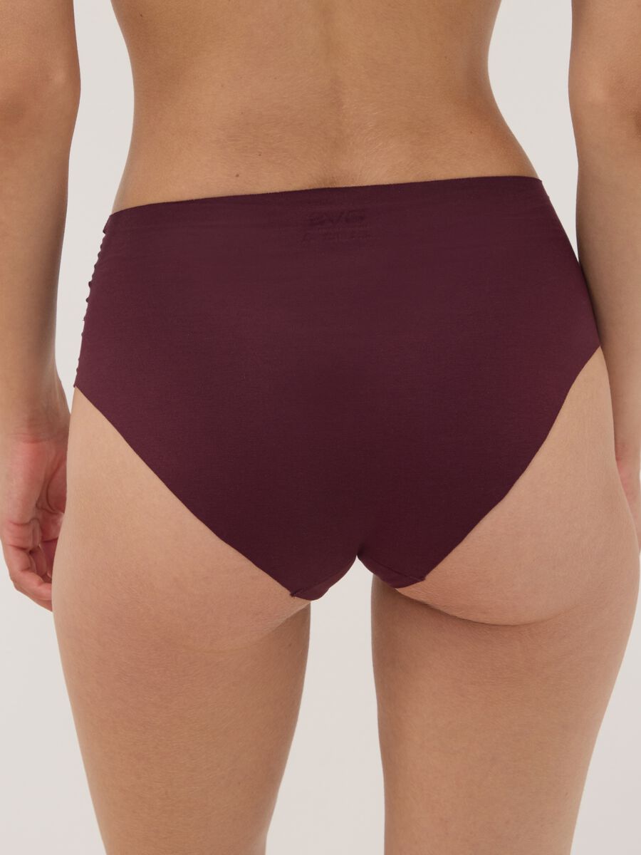 Purple high-waisted briefs in stretch organic cotton_3