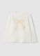 White pure organic cotton T-shirt with bow print for girls_0
