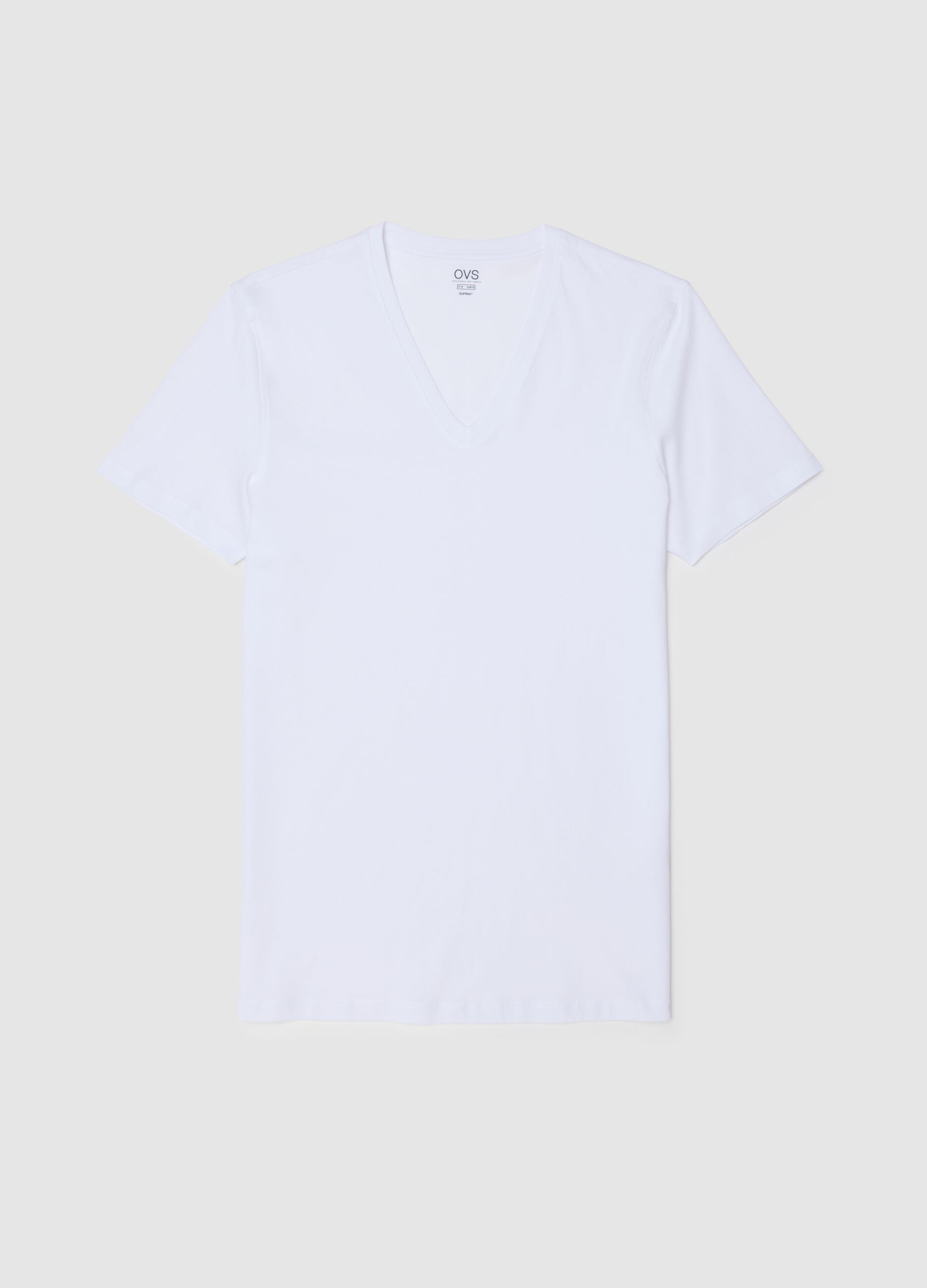 Pure cotton white V-neck regular fit T-shirt