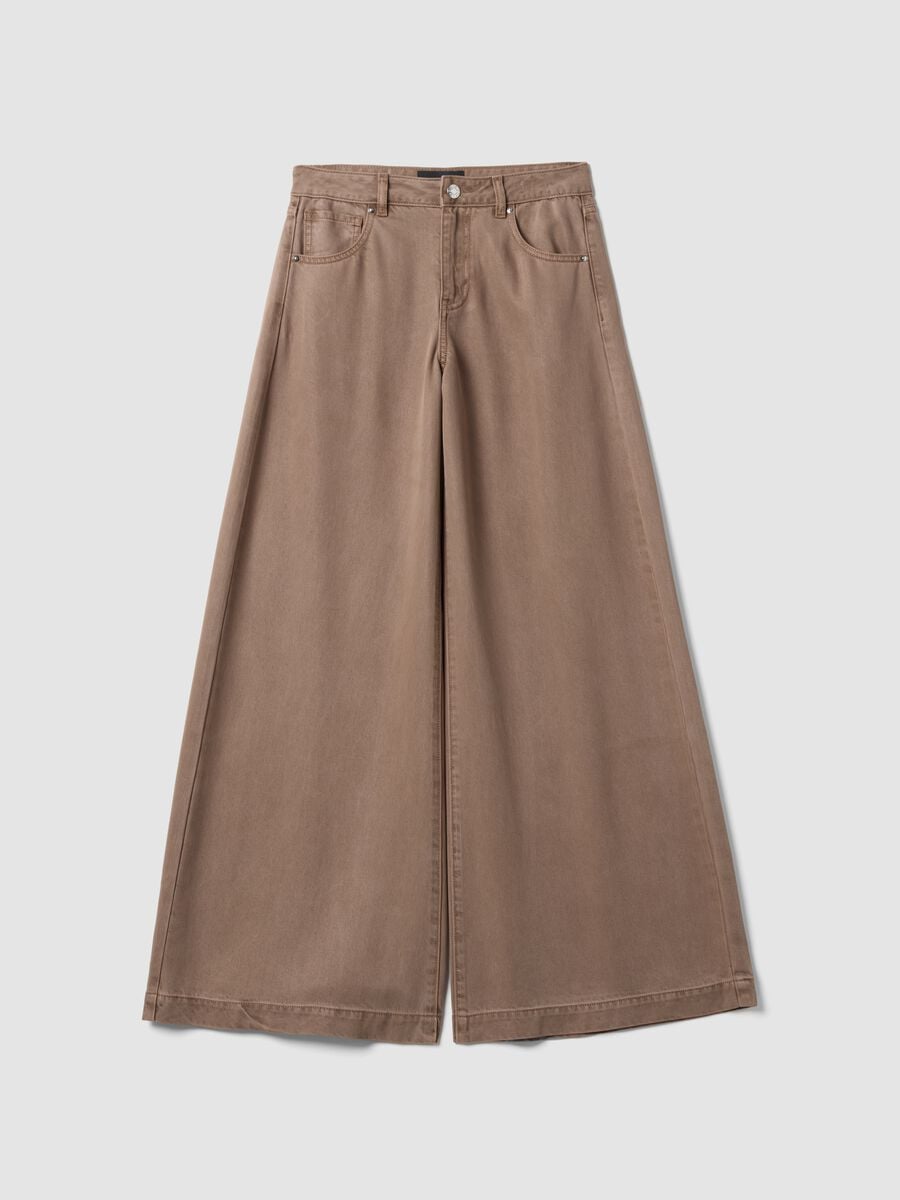 Jeans marroni wide leg in puro lyocell_4