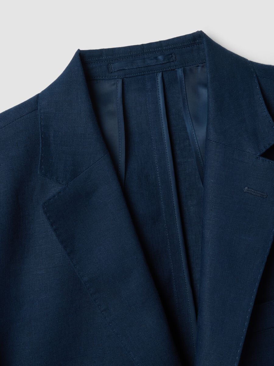 Blue pure linen slim-fit blazer_5