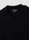 Black viscose-blend polo shirt with V-neck and regular fit collar_5