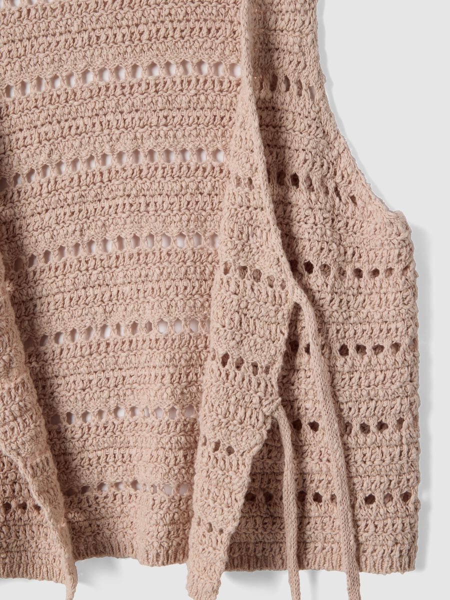 Gilet in puro cotone rosa regular fit con design traforato_5