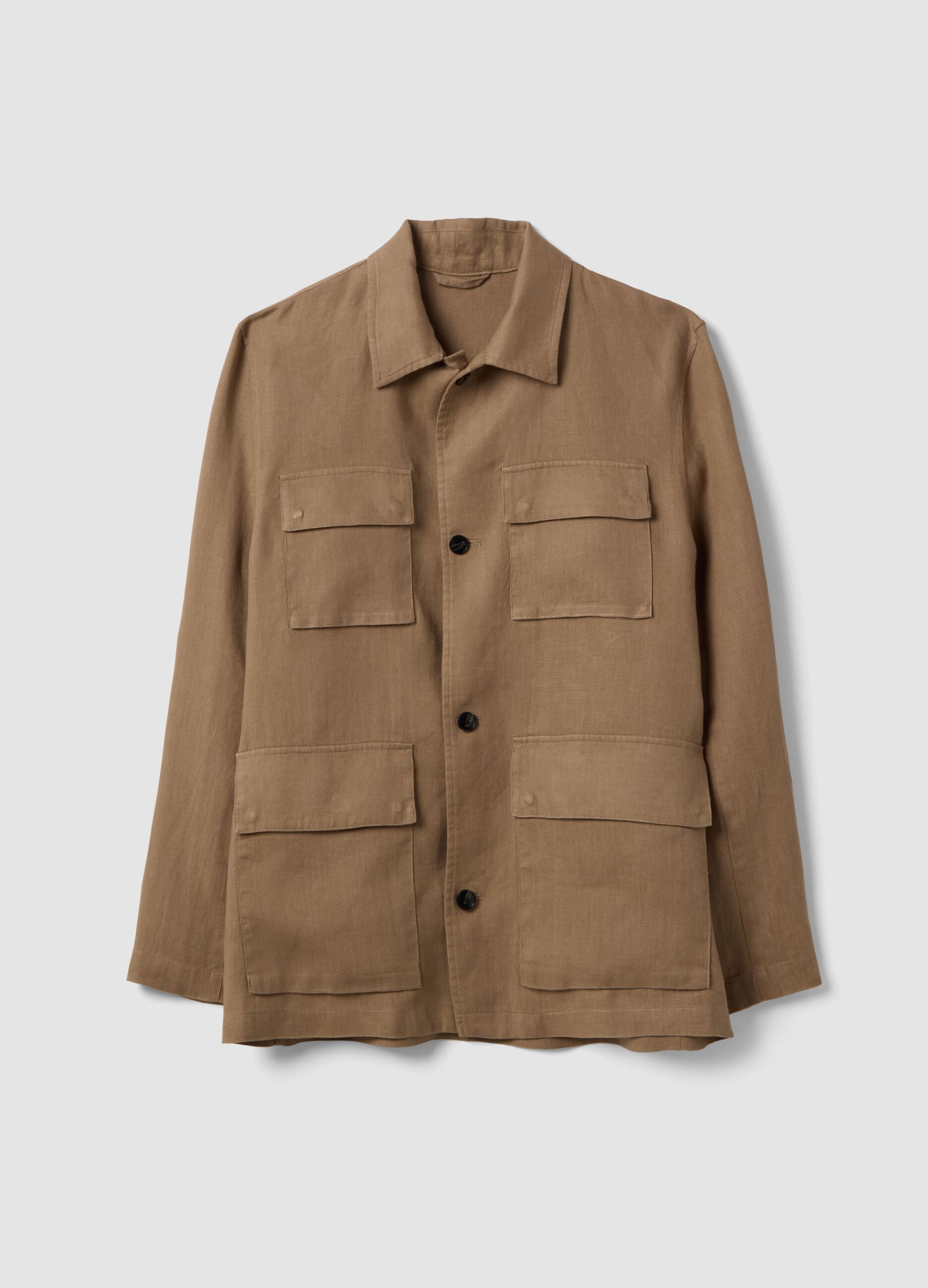 Brown pure linen blazer regular fit
