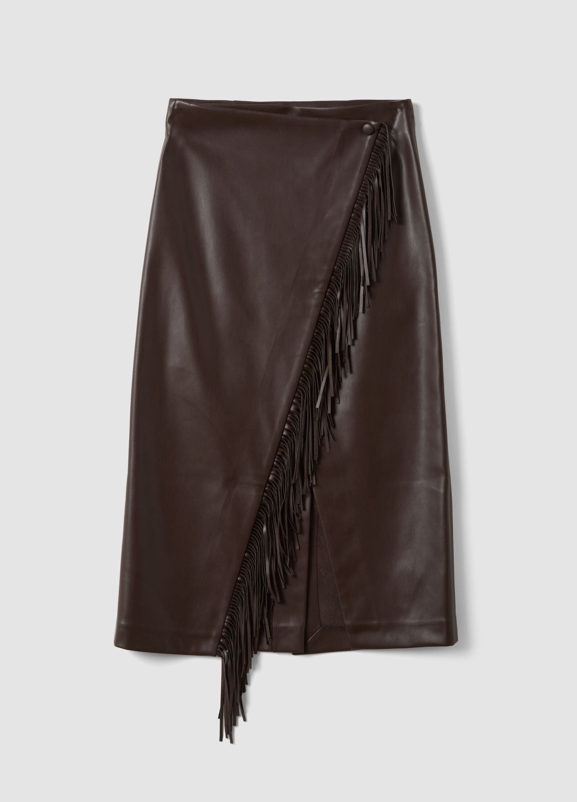 Gonna marrone midi con frange