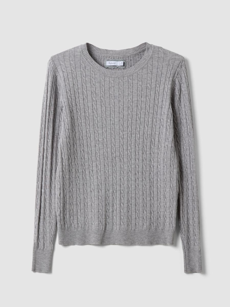 Maglia grigia in misto viscosa a trecce regular fit_0