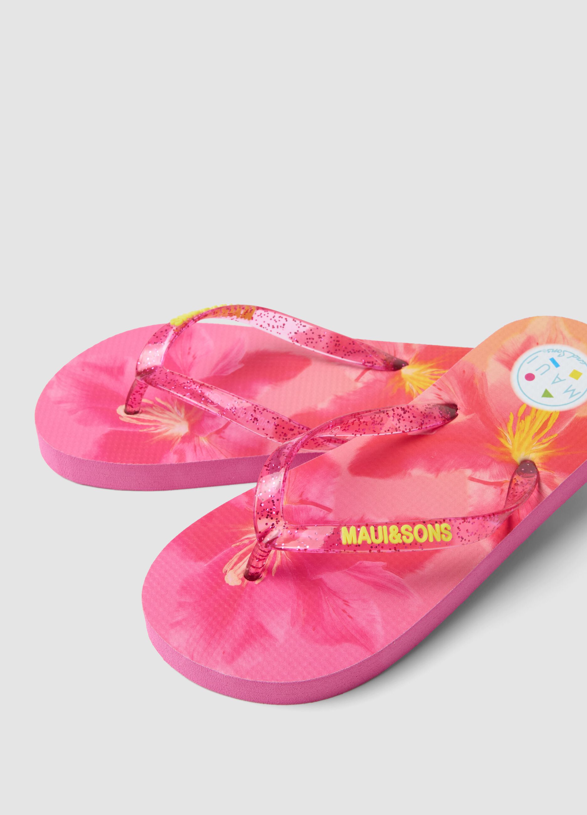Girls&rsquo; multicolour patterned flip-flops
