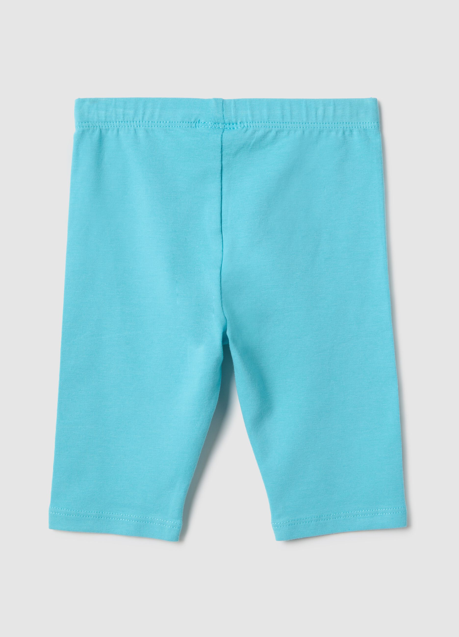 Light blue stretch cotton leggings for girls - skinny fit