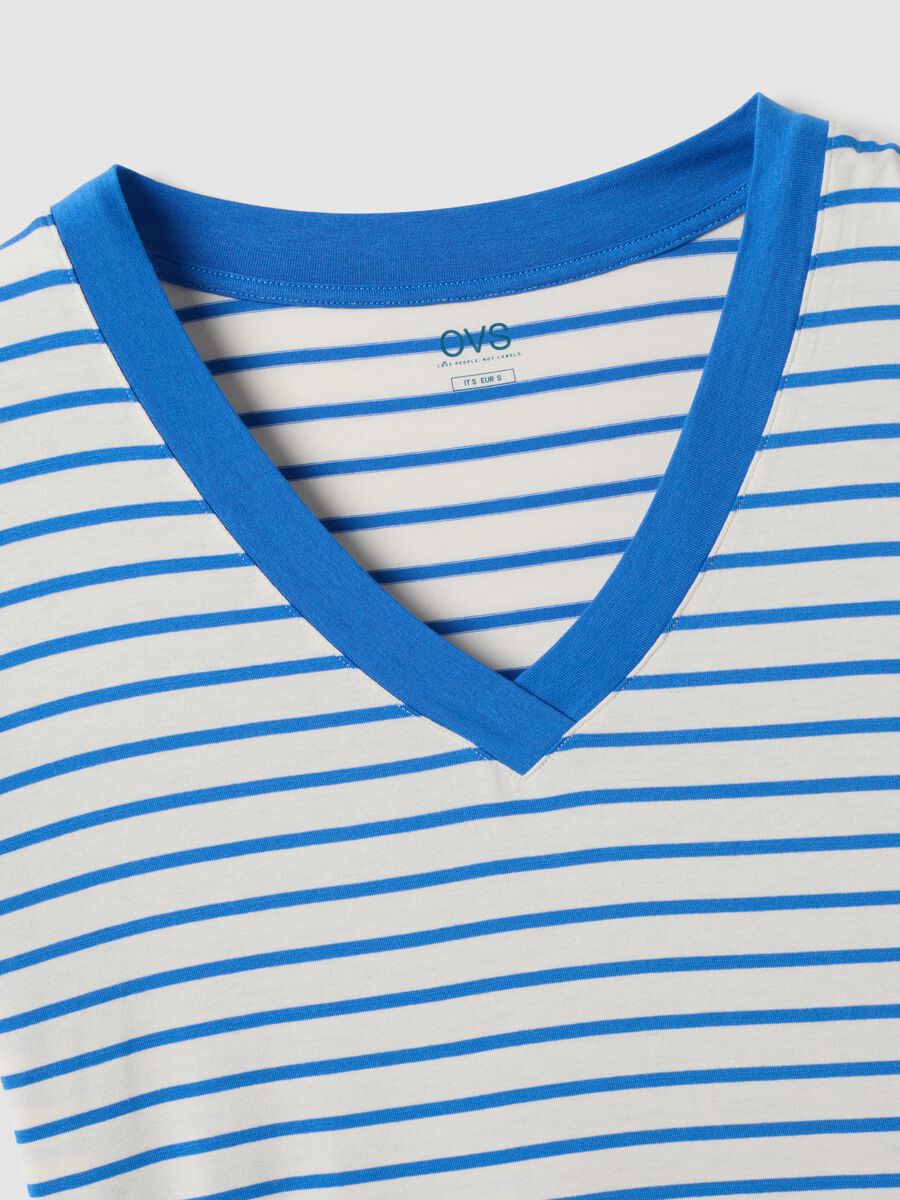 Blue striped stretch viscose T-shirt_5