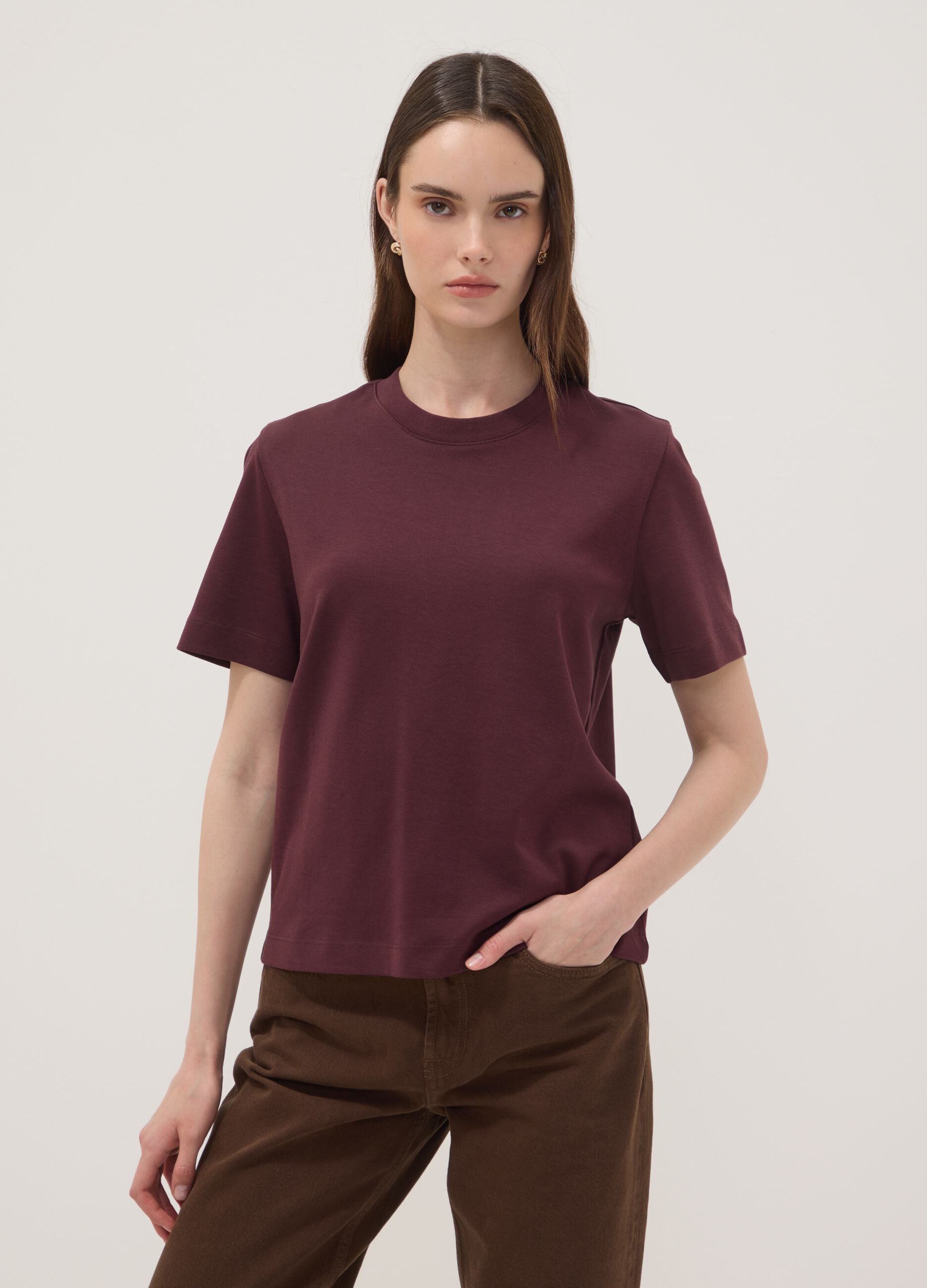 T-shirt The Iconic Tee viola in puro cotone relaxed fit