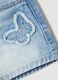 Girls&rsquo; light blue pure cotton denim shorts, regular fit, with embroidery_2