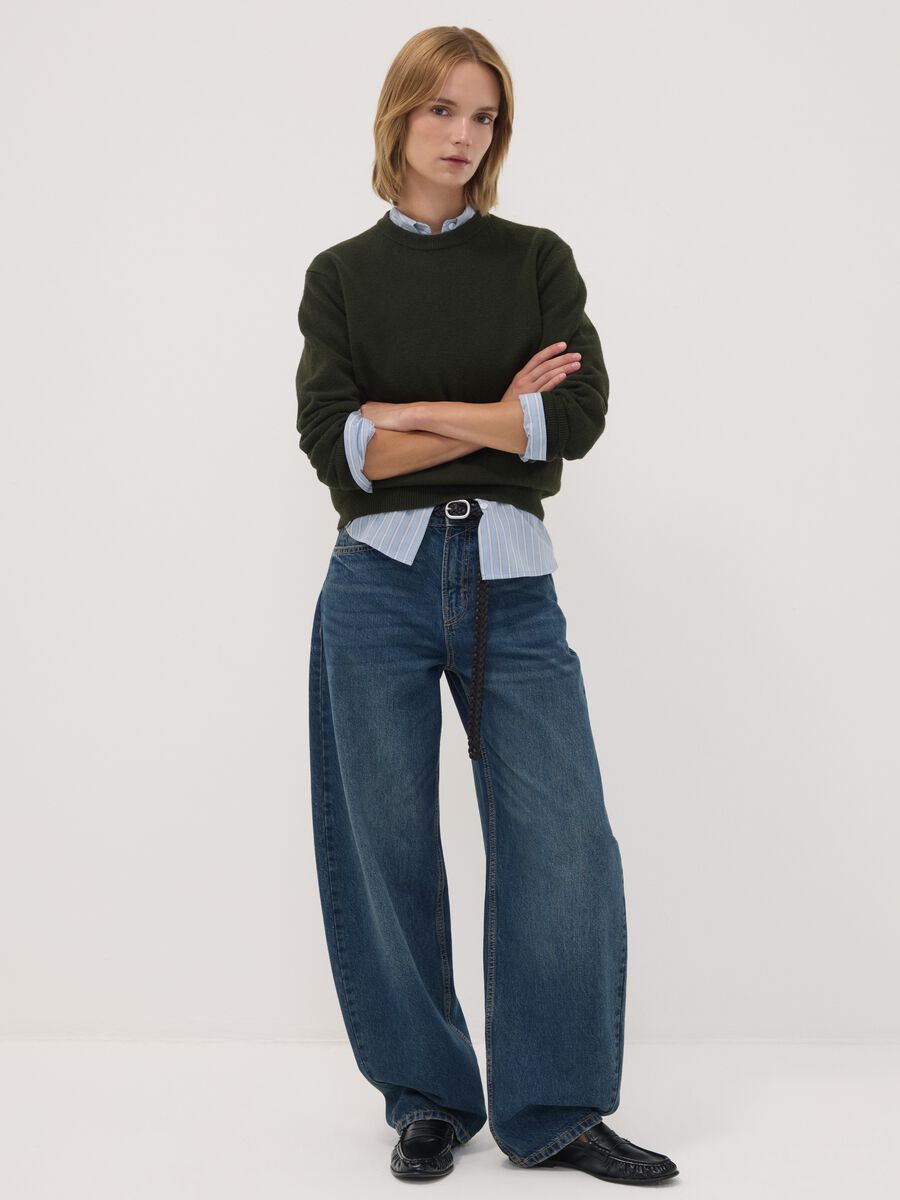 Green stretch wool crew-neck jumper_2