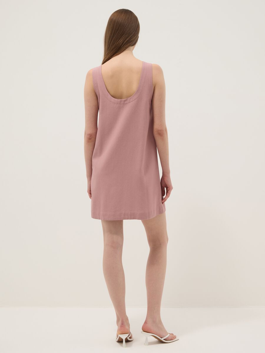Pink regular-fit dress in a viscose, cotton and linen blend_2