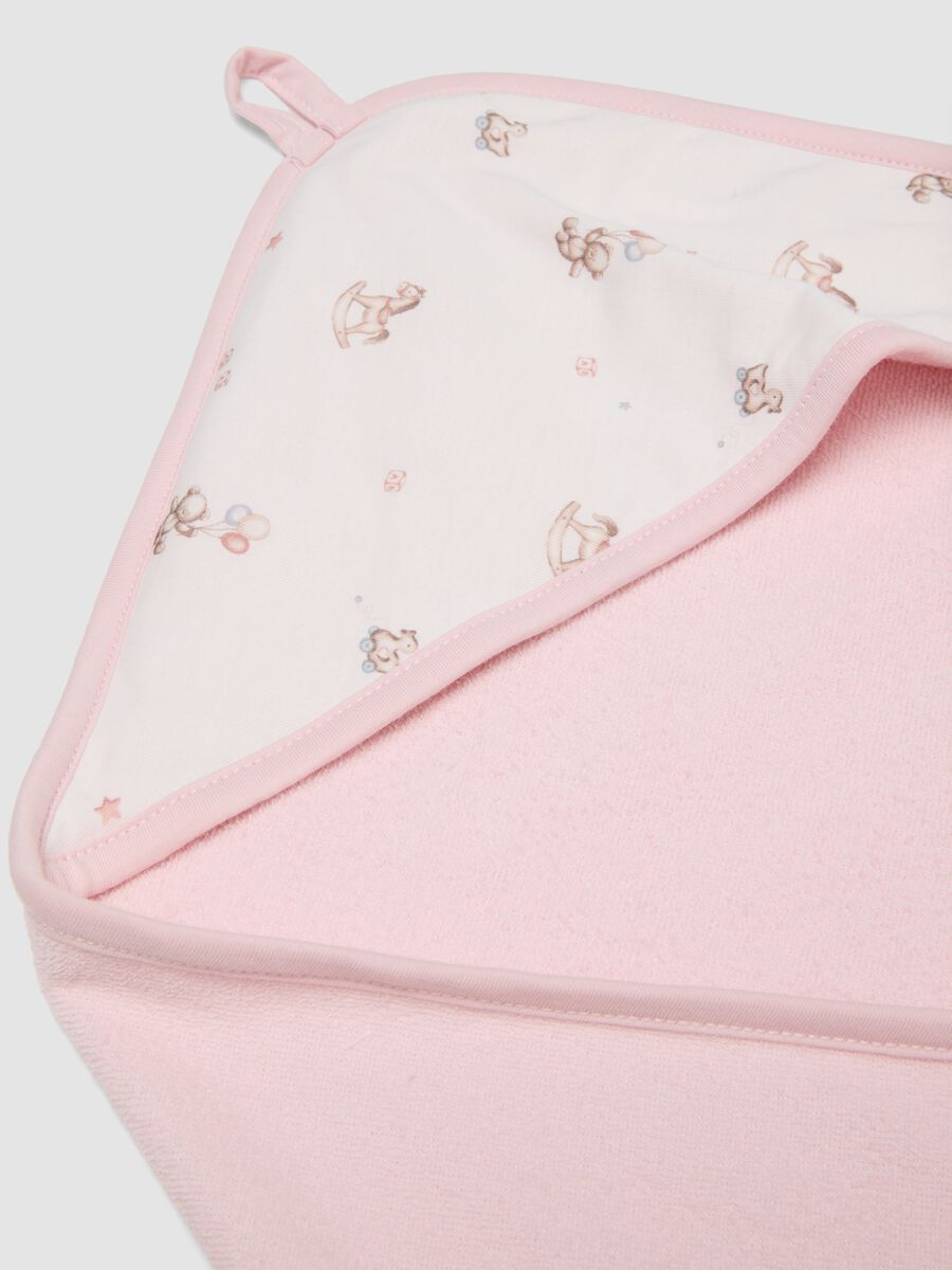 Pink hooded organic cotton-blend baby girl bathrobe_2