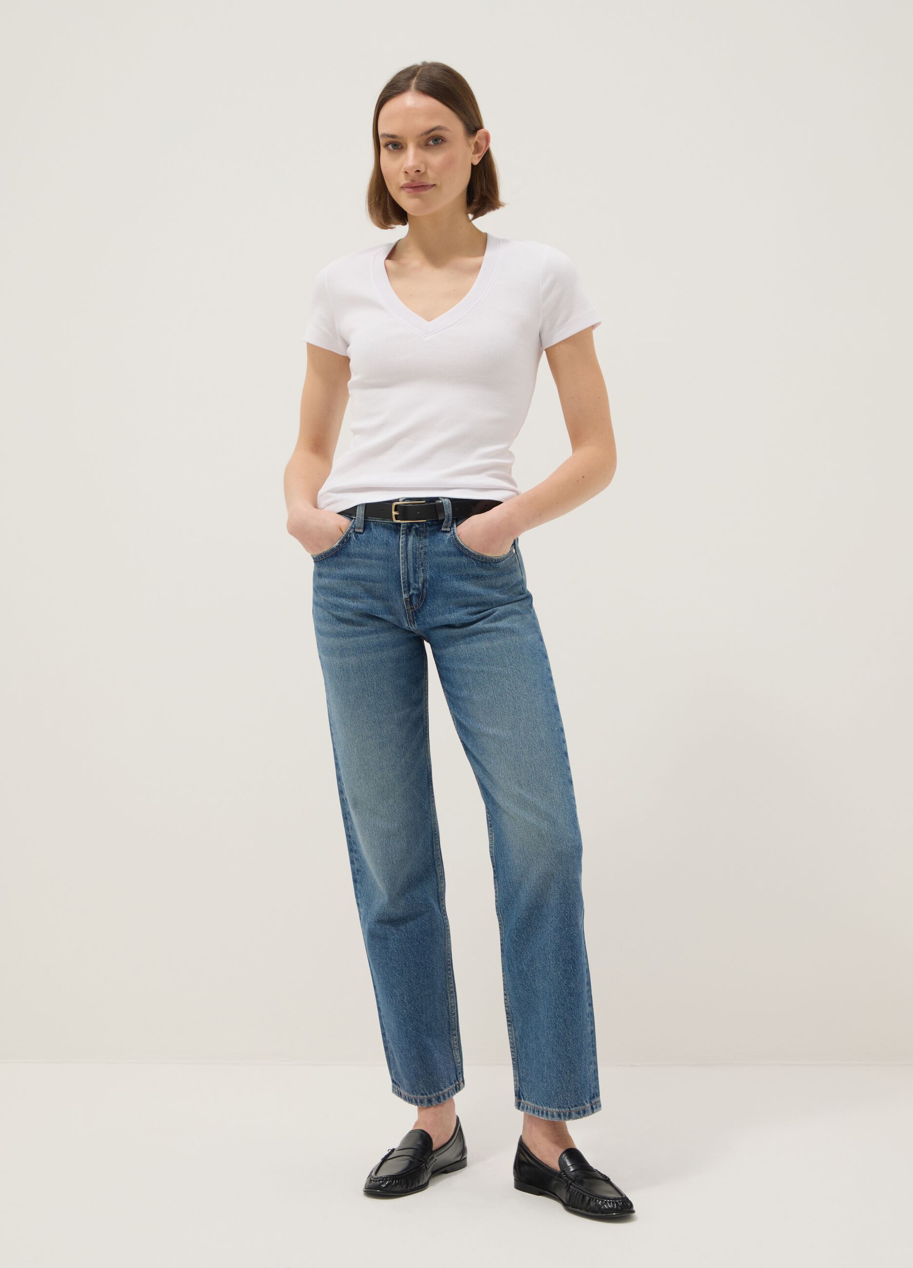 Regular Fit Blue Denim Jeans in Pure Cotton