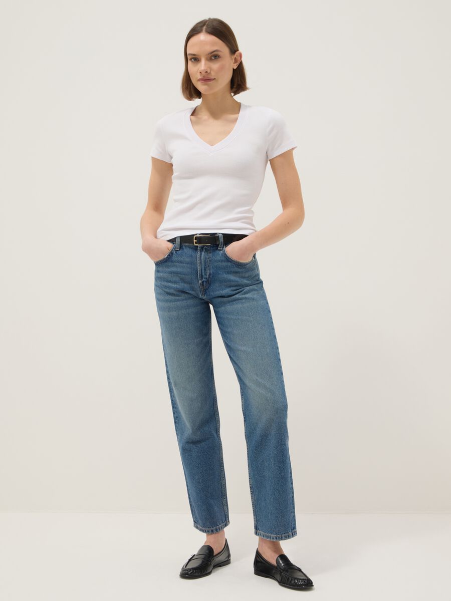 Regular Fit Blue Denim Jeans in Pure Cotton_0