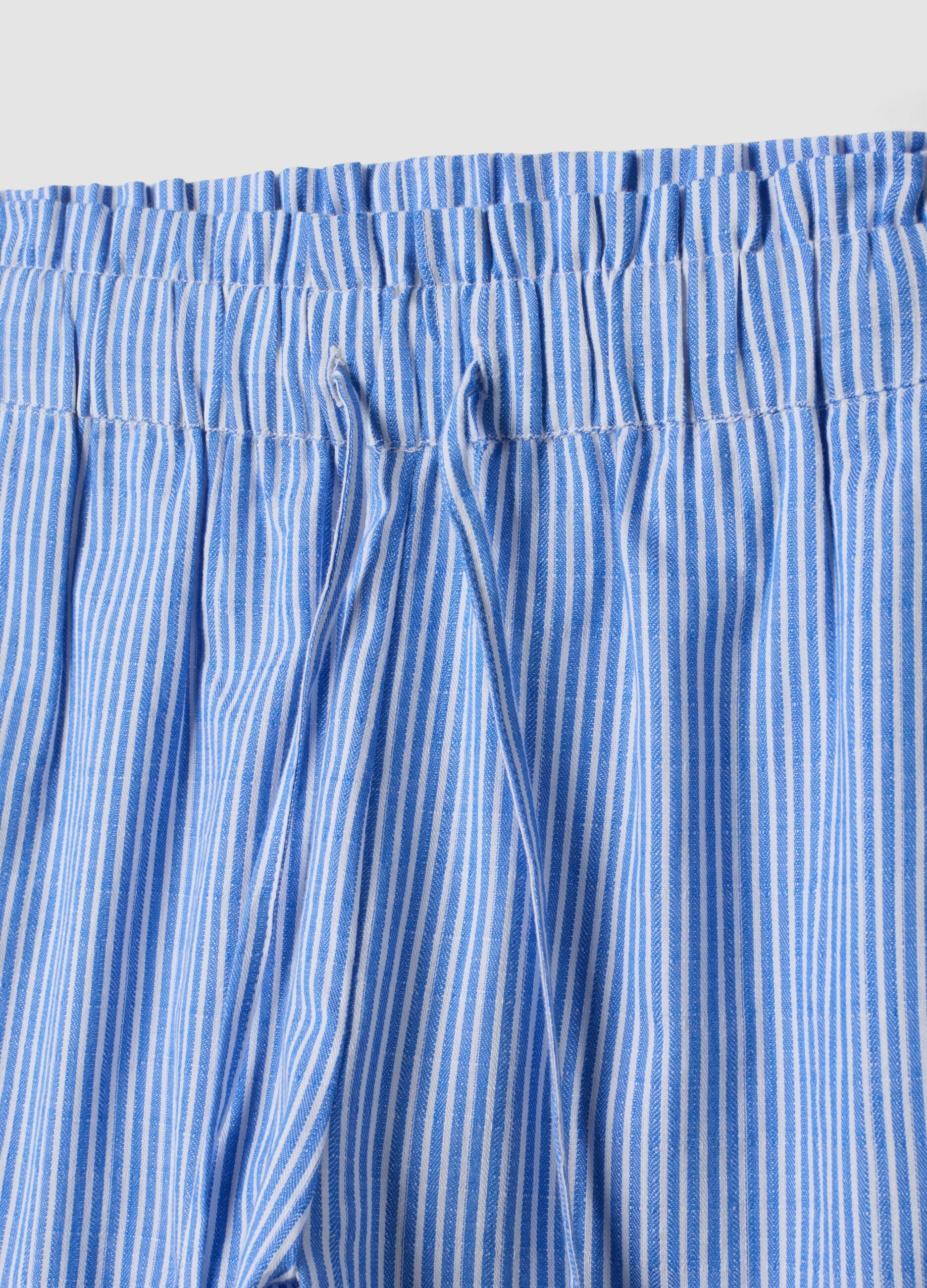 Blue striped shorts in pure cotton