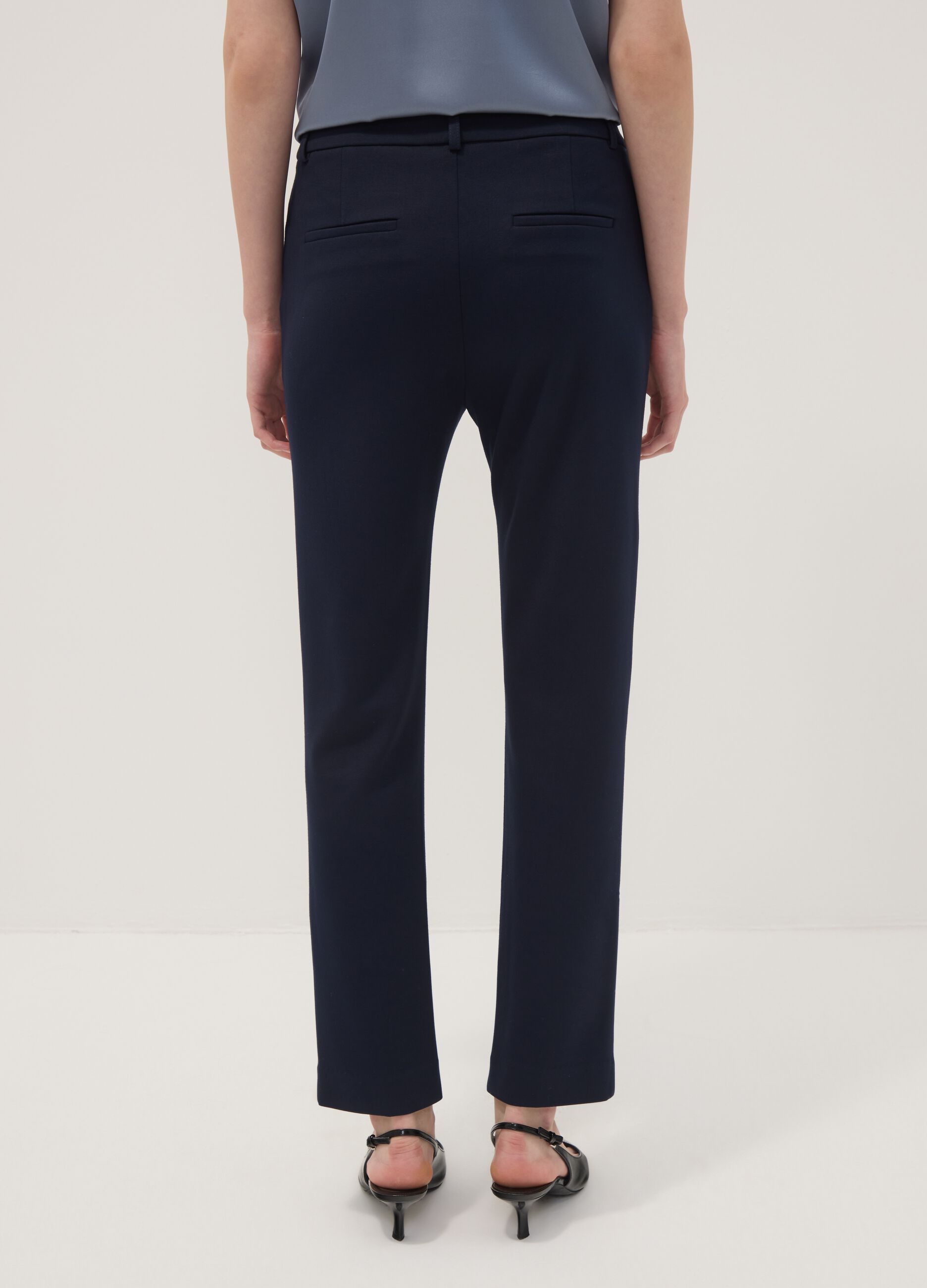 Blue stretch viscose trousers