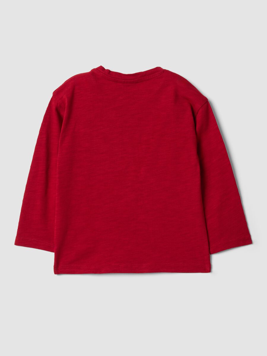 Red pure organic cotton crew-neck T-shirt with chest pocket_1