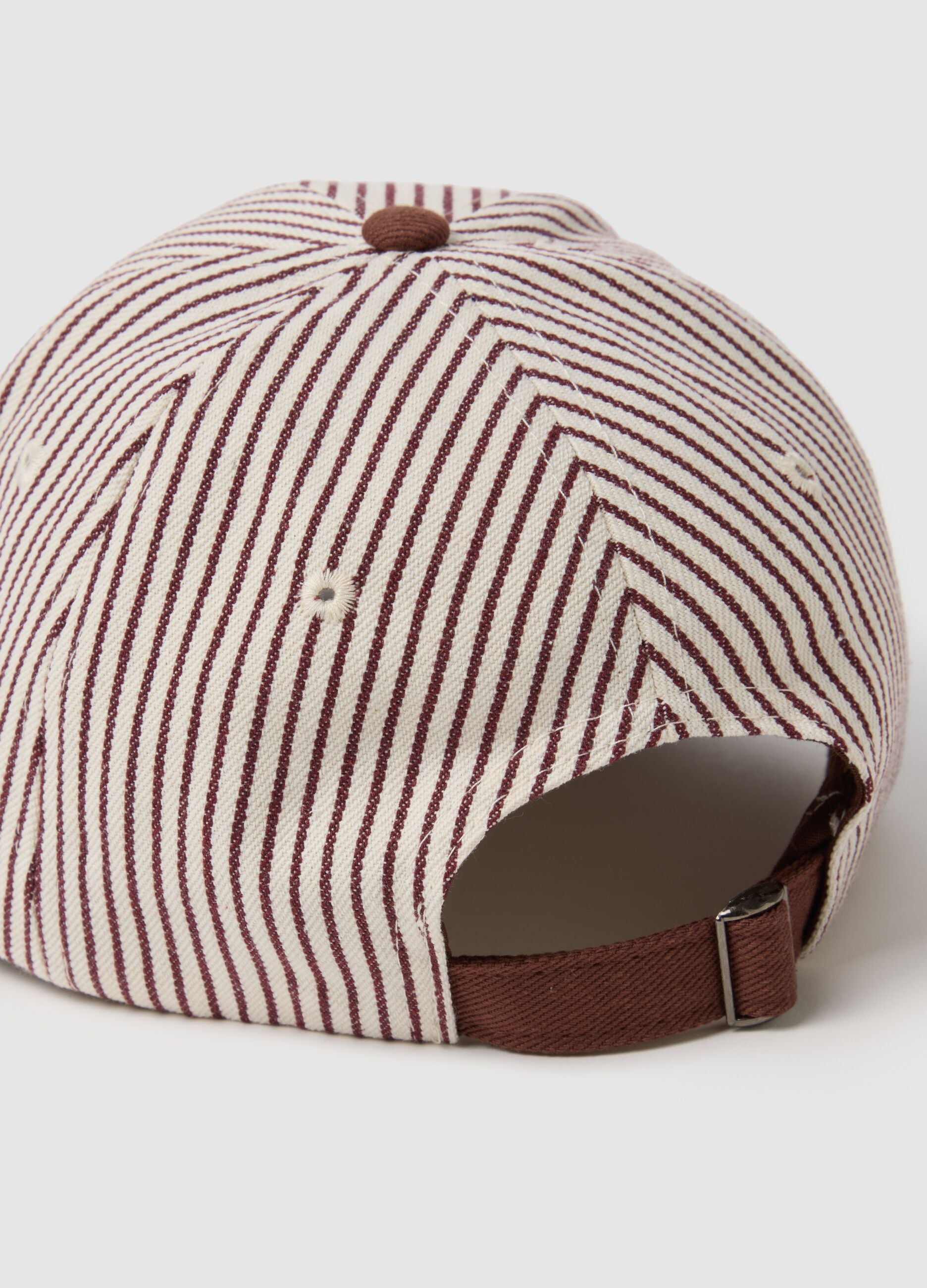 Multicolour striped cotton blend cap with adjustable visor