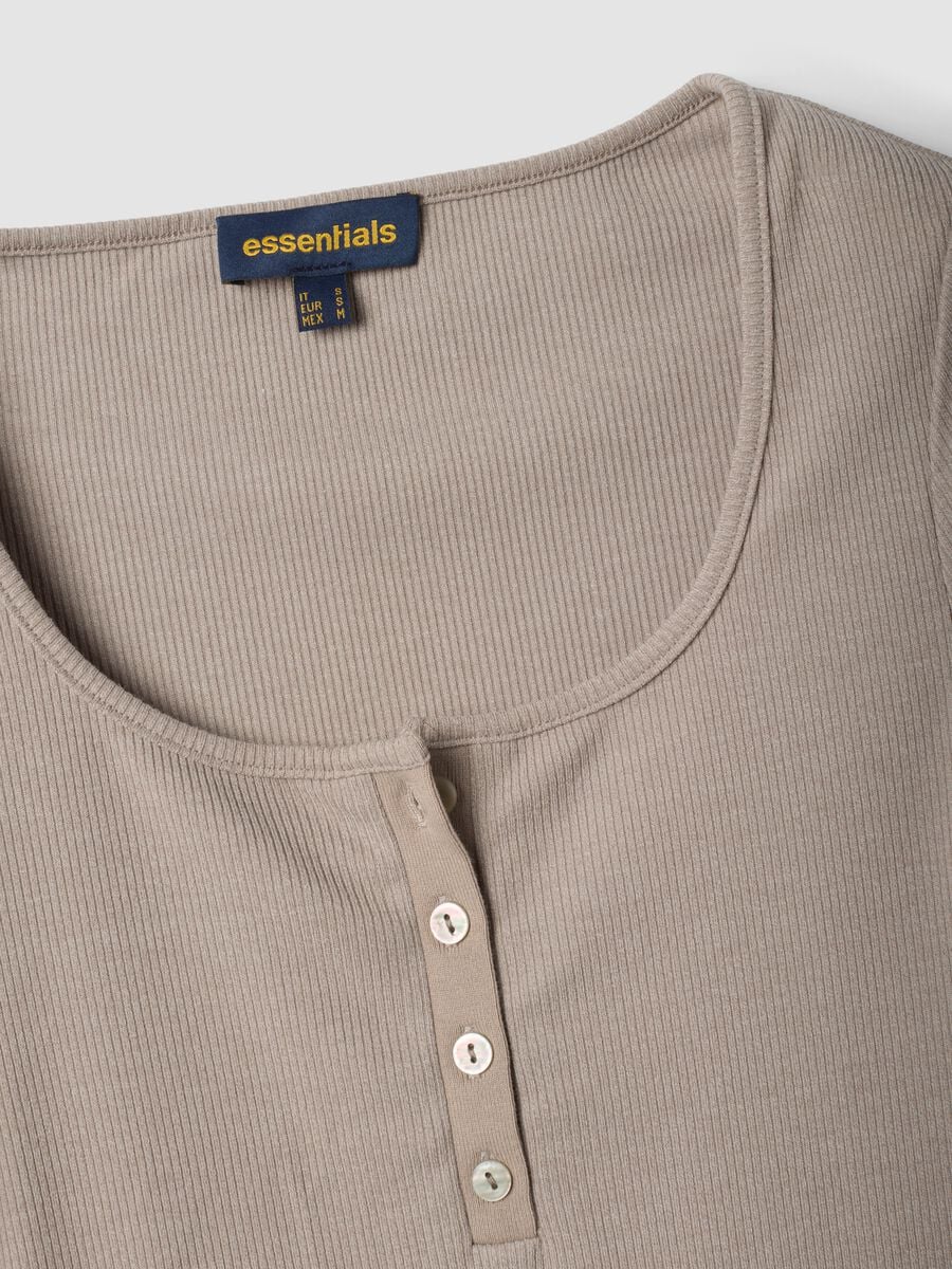 Beige stretch viscose crew-neck T-shirt_5