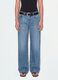 Light Blue Denim Wide-Leg Jeans in 100% Cotton_1