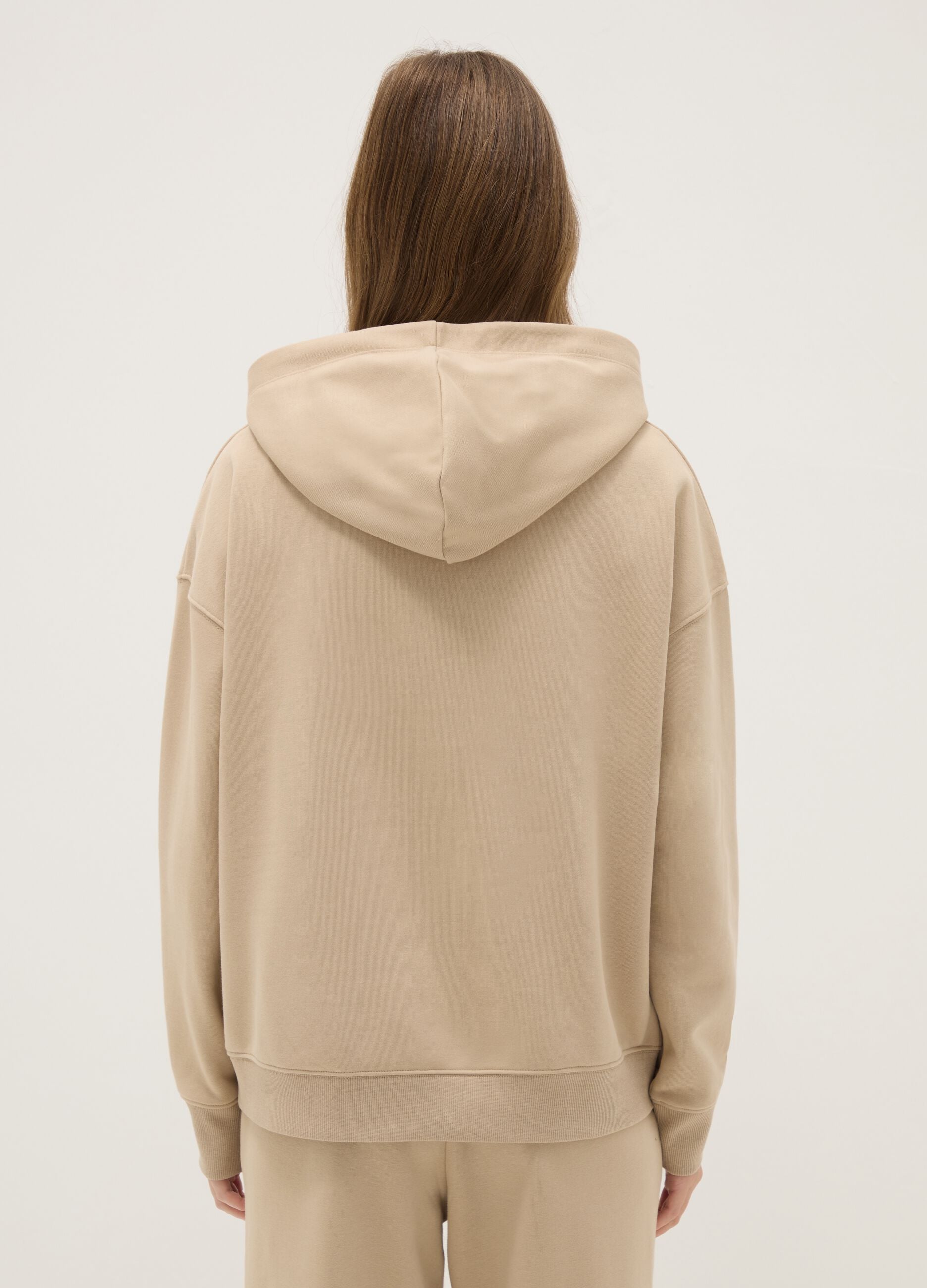 Beige regular fit cotton-blend hoodie