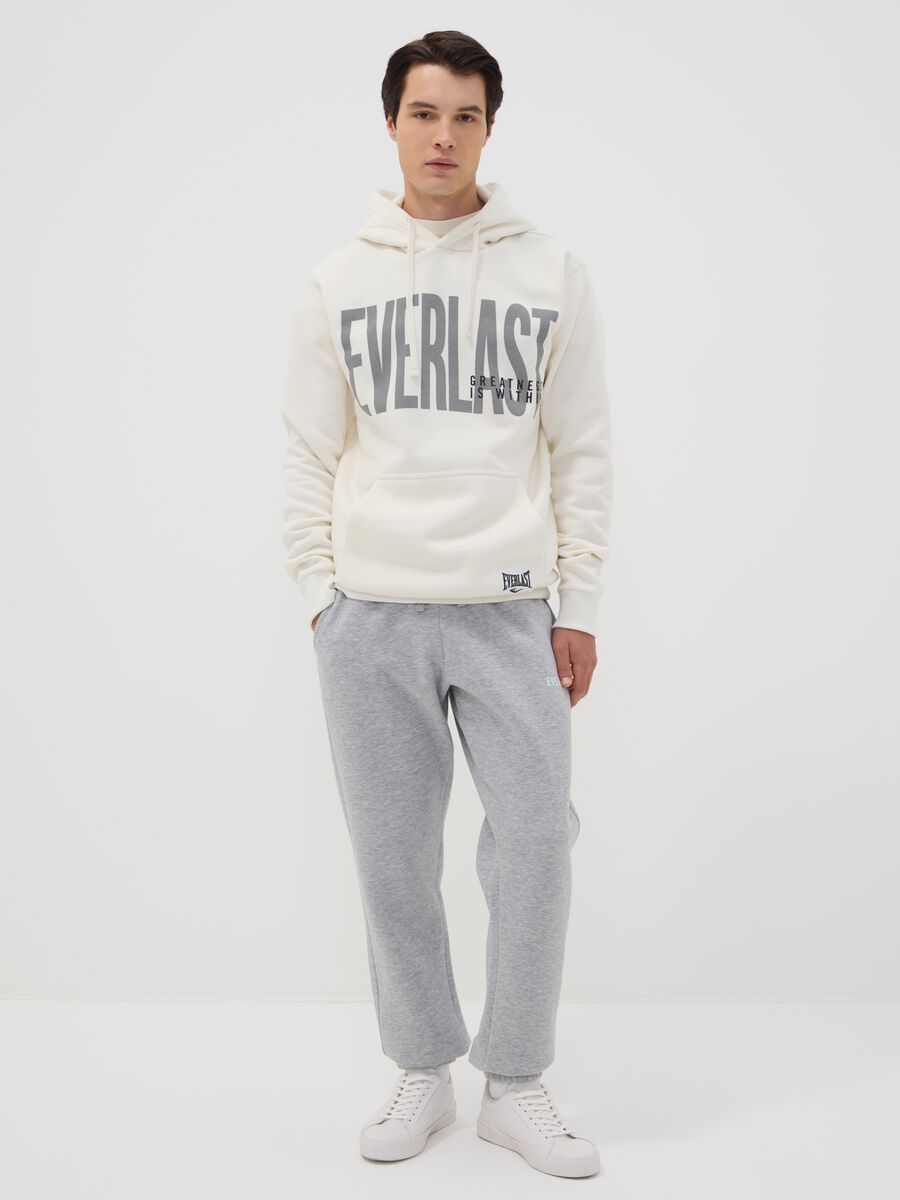 White cotton-blend hoodie with front print_2