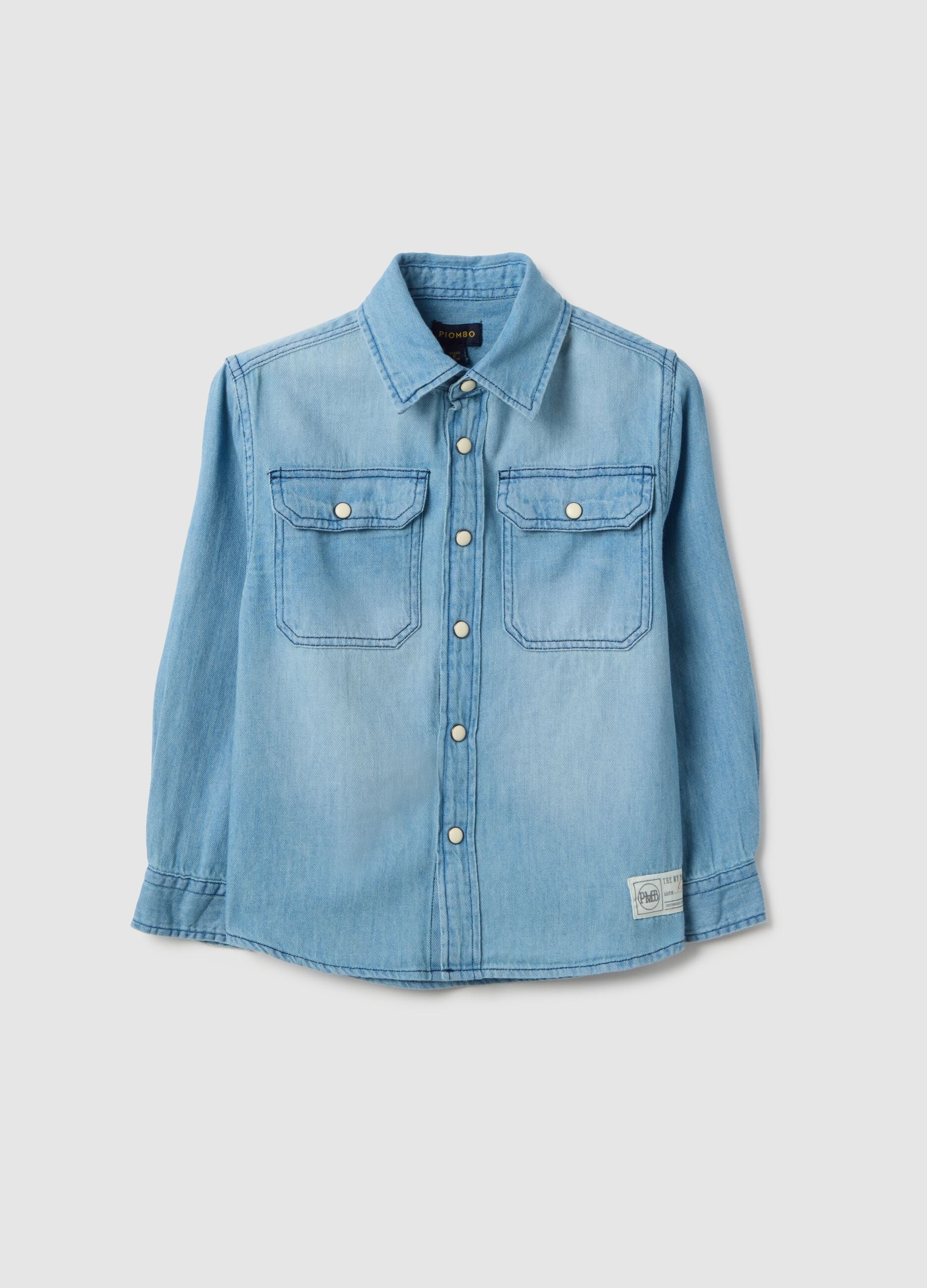 Long-sleeved denim shirt