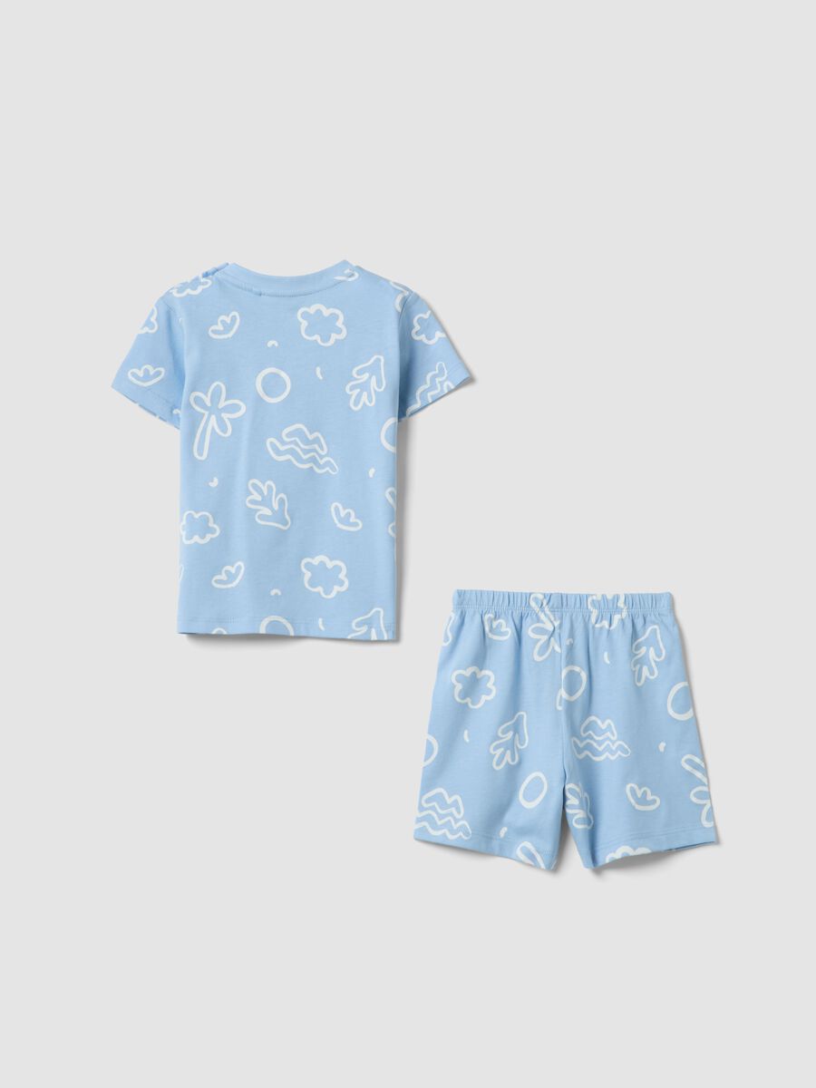 Light Blue Pure Cotton Baby Short Pyjamas with Nautical Print_1