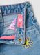 Girl's regular fit light blue denim cotton shorts with embroidery_2