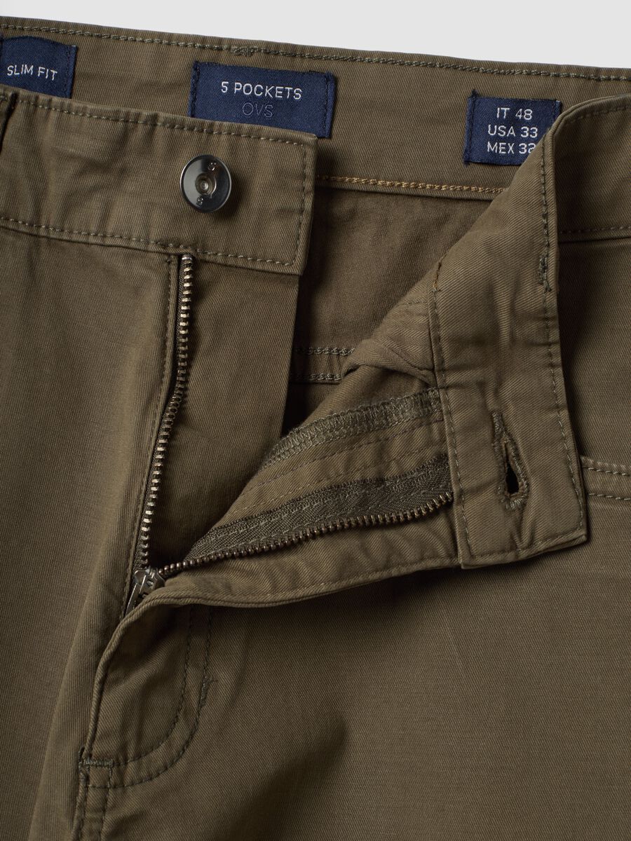 Pantaloni verdi in twill di cotone elasticizzato slim fit_2