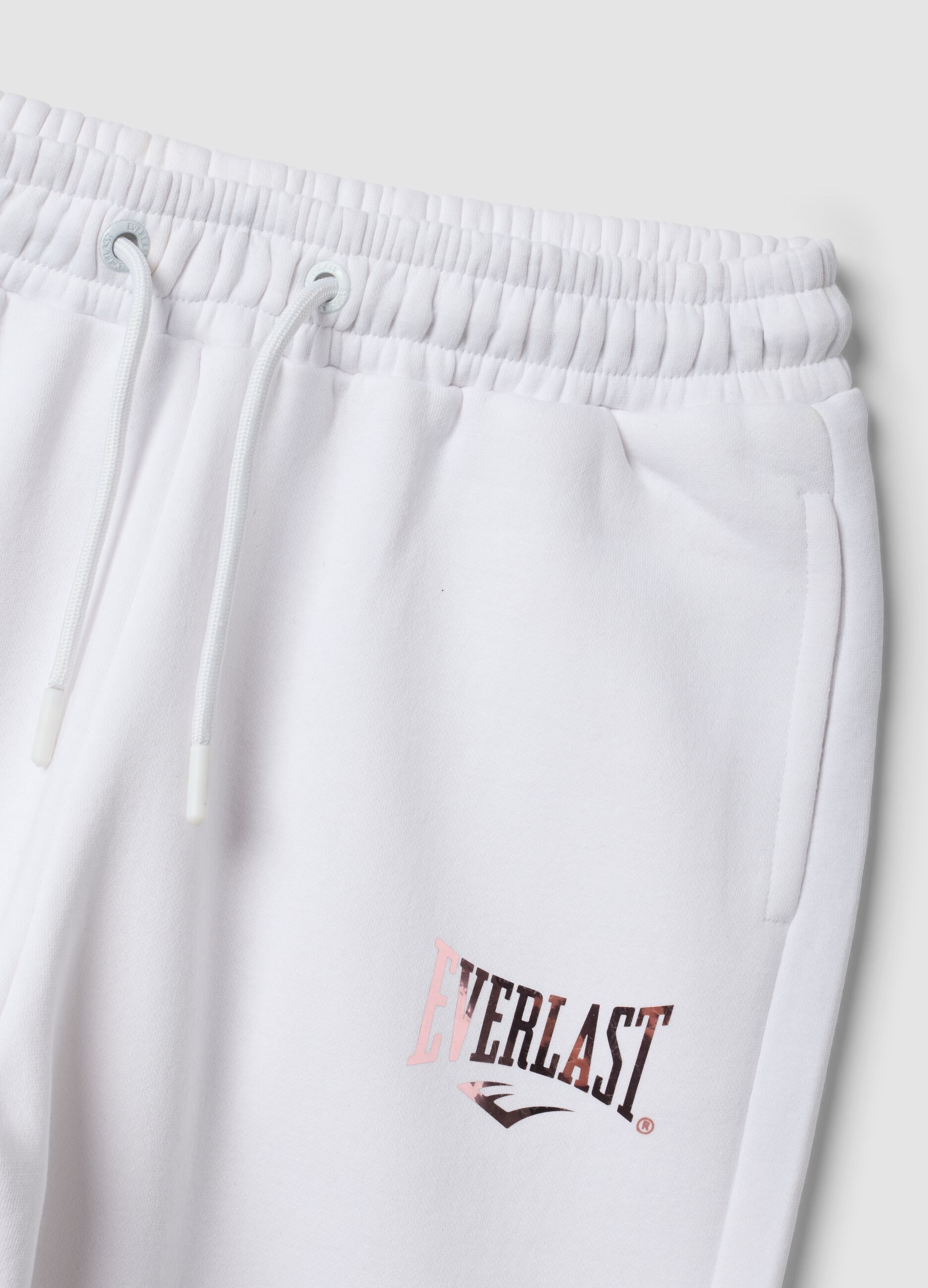 White cotton-blend girls&rsquo; joggers, regular fit