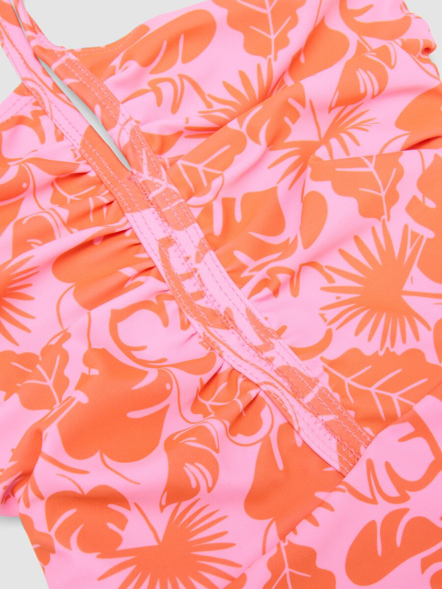 Girls&rsquo; pink tropical print stretch swimsuit_2