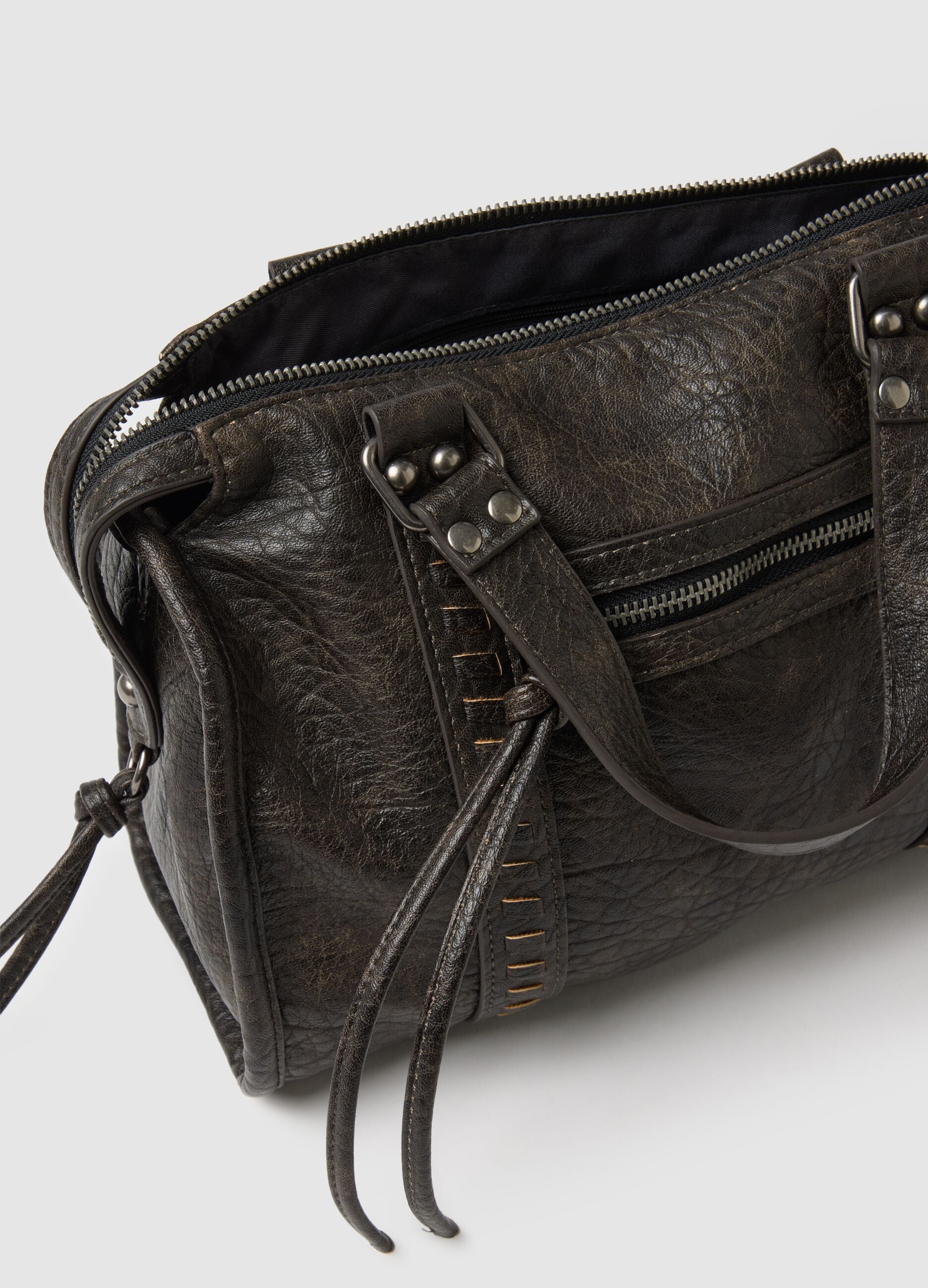 Brown Shoulder Bag with External Pocket
