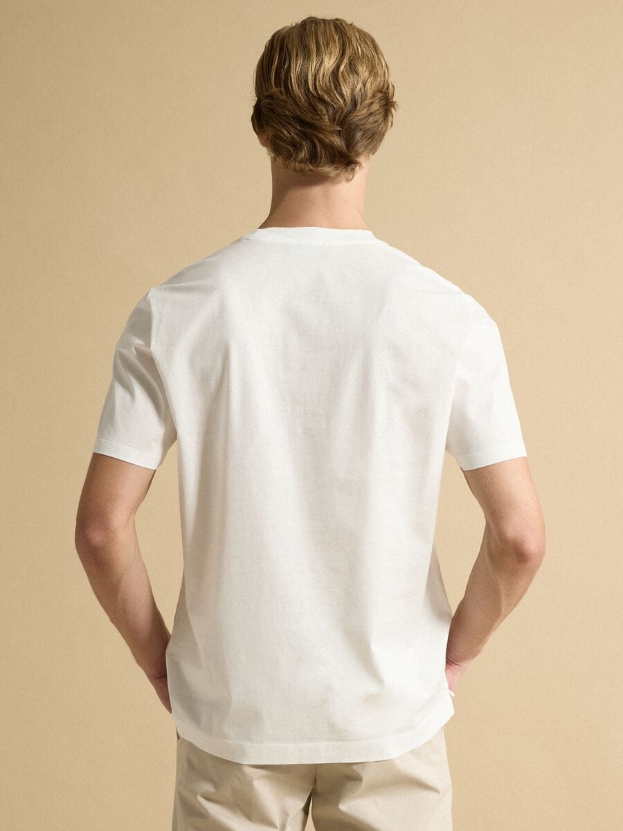 White pure cotton jersey T-shirt with crew neck, relaxed fit_3