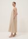 Beige midi dress in pure cotton with V-neck_0