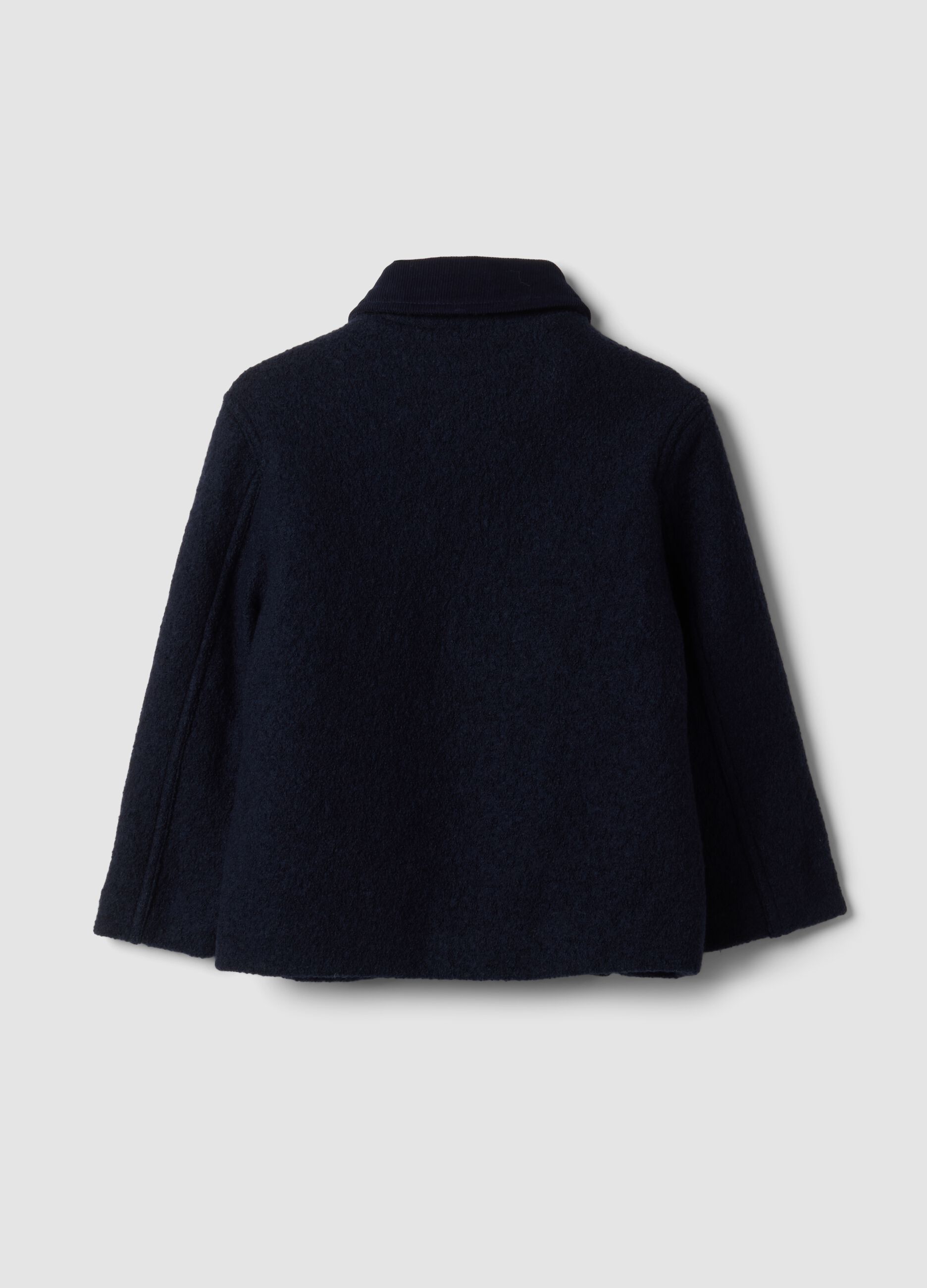 Blue regular-fit wool and viscose blend coat