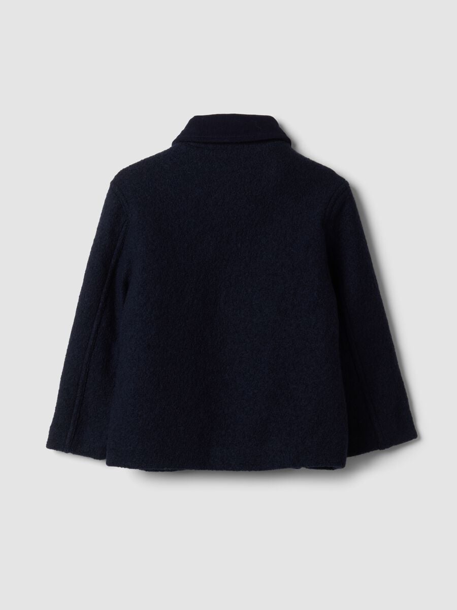 Blue regular-fit wool and viscose blend coat_1