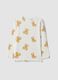 White stretchy organic cotton T-shirt with teddy bear print for baby girl_0