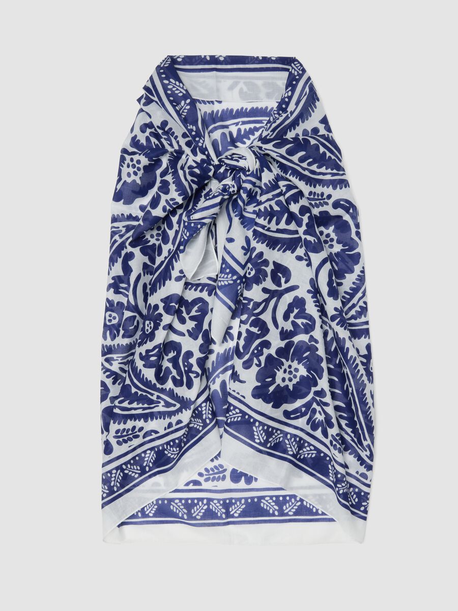 Blue and white pure cotton pareo_2
