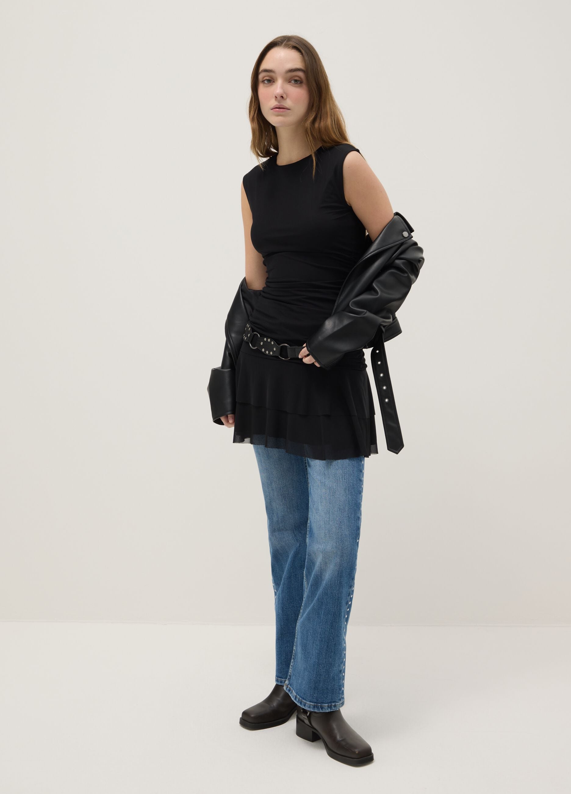 Black Sleeveless Dress Regular Fit
