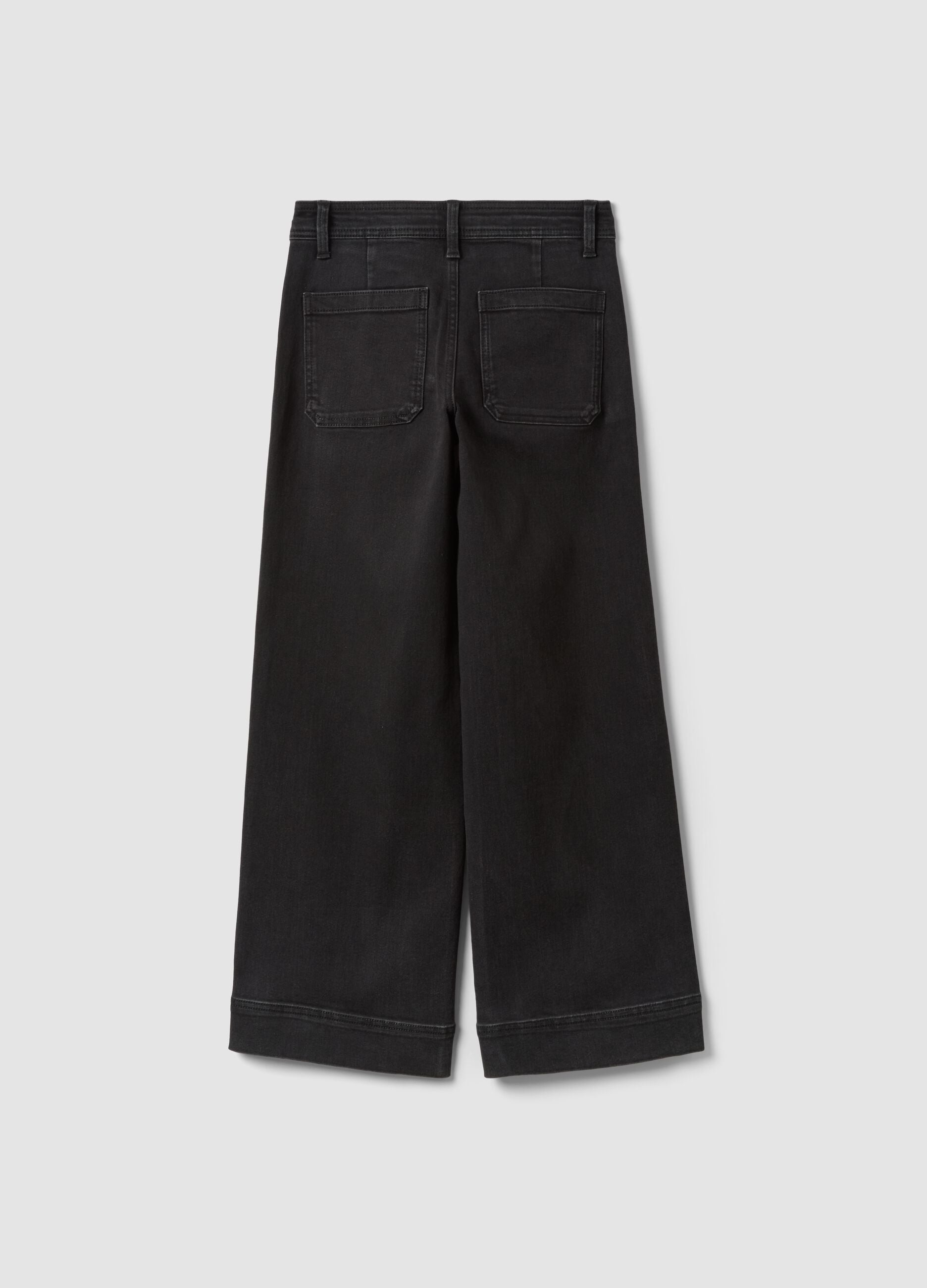 Black wide-leg jeans in stretch cotton